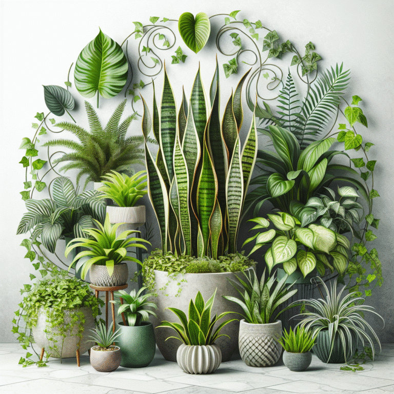 snake plant and other air-purifying plants